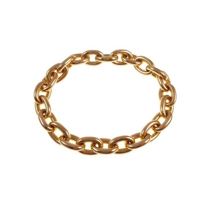 18ct gold large tracelink bracelet by Chaumet, the bold oval links of heavy gauge